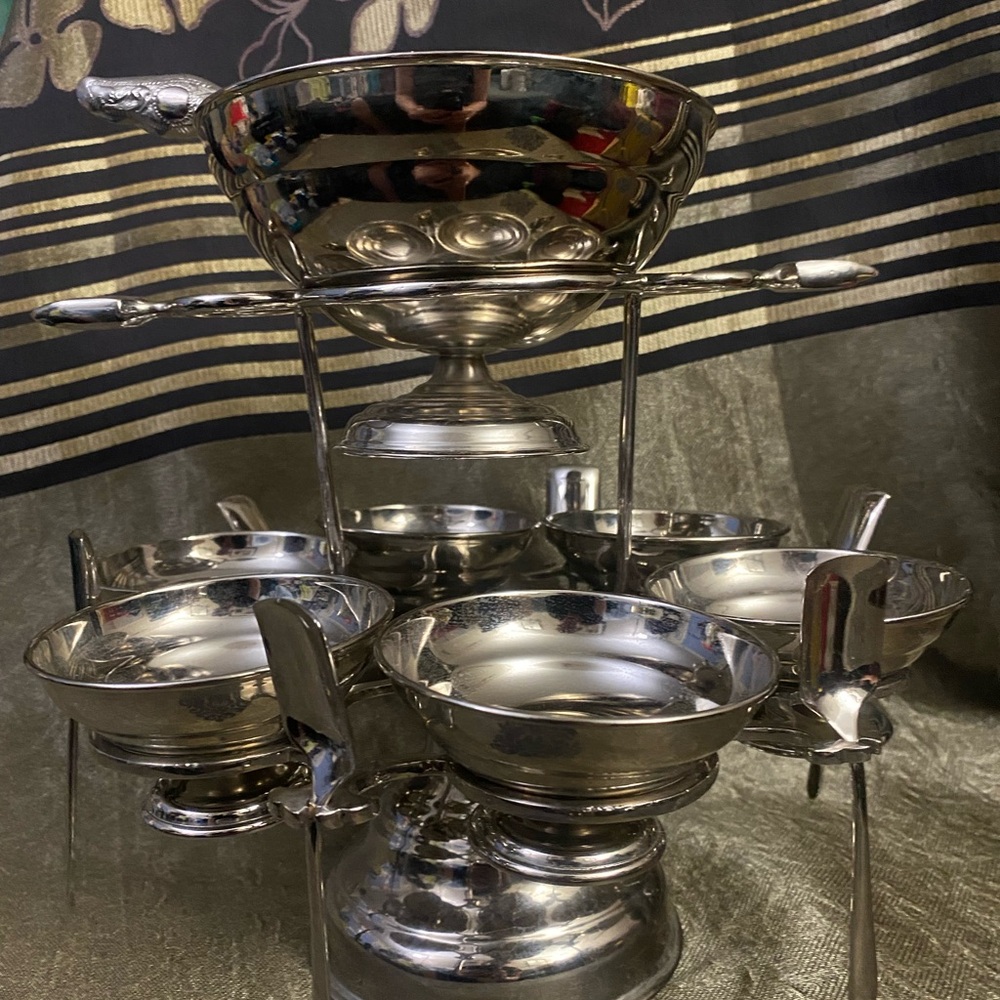 Elegant Silver Fondue Set